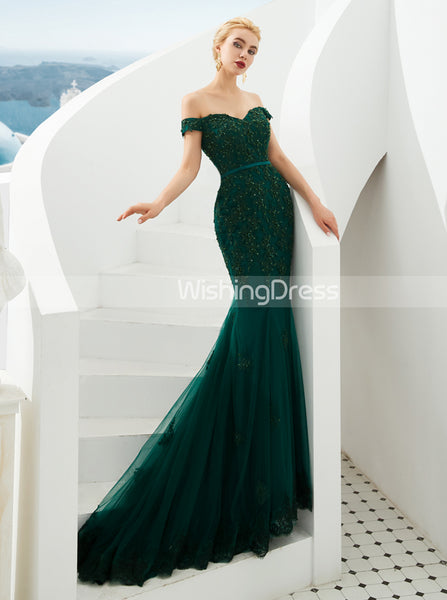 Mermaid Evening Dresses,Off the Shoulder Prom Dress,PD00455