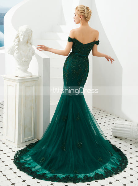 Mermaid Evening Dresses,Off the Shoulder Prom Dress,PD00455