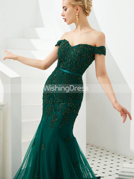 Mermaid Evening Dresses,Off the Shoulder Prom Dress,PD00455