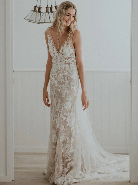 Mermaid Lace Wedding Dresses,Outdoor Wedding Dress,WD00450