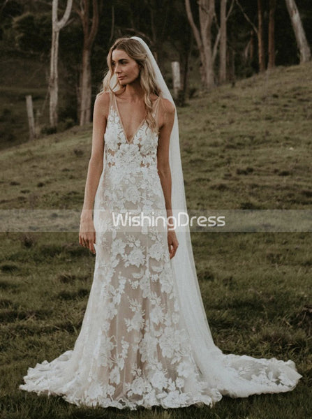 Mermaid Lace Wedding Dresses,Outdoor Wedding Dress,WD00450