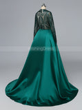 Mermaid Prom Dress with Detachable Overskirt,Long Sleeves Prom Dress,Vogue Prom Dress,PD00432
