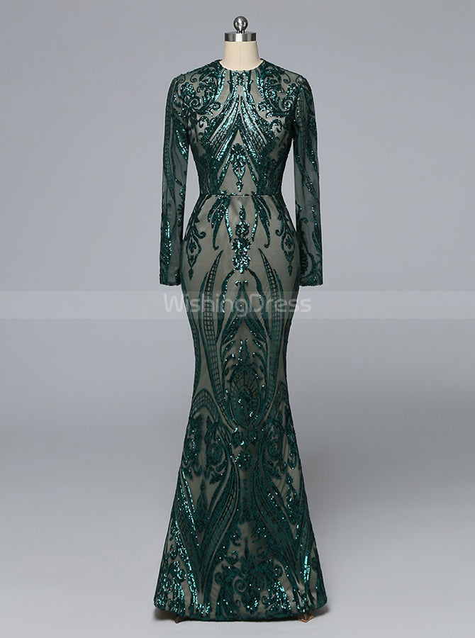 Mermaid Prom Dress with Detachable Overskirt,Long Sleeves Prom Dress,V - Wishingdress Mermaid Prom Dress with Detachable Overskirt,Long Sleeves Prom Dress,V - Wishingdress