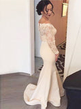 Mermaid Prom Dresses,Off the Shoulder Prom Dress with Sleeves,Long Evening Dress,PD00365