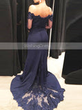 Mermaid Tight Prom Dress,Off the Shoulder Evening Dress with Sleeves,Vogue Prom Dress PD00056