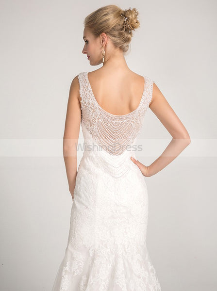 Mermaid Wedding Dress,Modern Wedding Dresses,Lace Wedding Dress,White Bridal Gown,WD00019