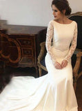 Mermaid Wedding Dress with Long Sleeves,Modest Bridal Dress,WD00444