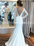 Mermaid Wedding Dress with Long Sleeves,Modest Bridal Dress,WD00444