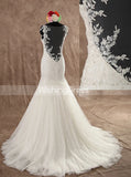 Mermaid Wedding Dress with Straps,Sweetheart Wedding Dress with Appliques,WD00596