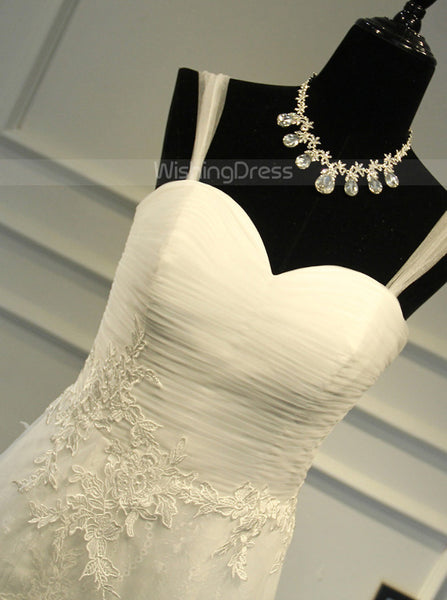 Mermaid Wedding Dress with Straps,Tulle white Bridal Dress,WD00385