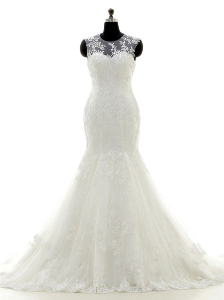 Mermaid Wedding Dresses,Lace Bridal Dresses,Elegant Wedding Dress,WD00253