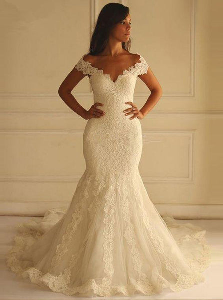 Mermaid Wedding Dresses,Lace Wedding Dress,Off the Shoulder Bridal Dress,WD00125