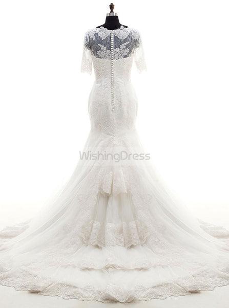 Mermaid Wedding Dresses,Luxury Wedding Dress,Lace Wedding Dress,Wedding Dress with Sleeves,WD00268