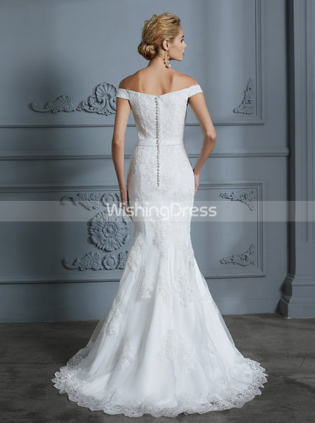 Mermaid Wedding Dresses,Off the Shoulder Bridal Dress,Lace Bridal Dress,WD00295