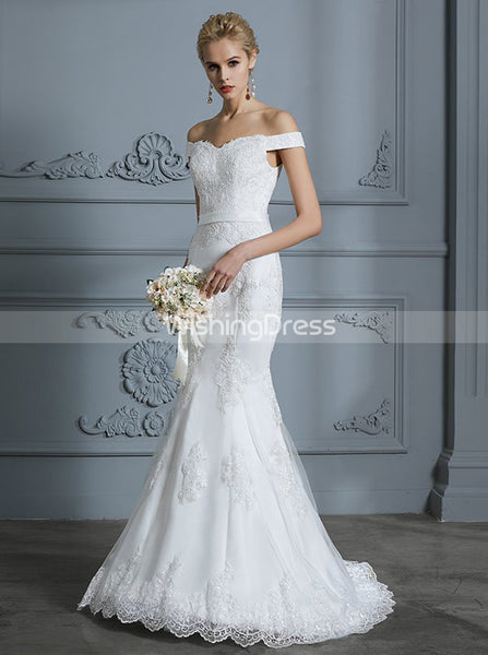 Mermaid Wedding Dresses,Off the Shoulder Bridal Dress,Lace Bridal Dress,WD00295