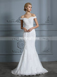 Mermaid Wedding Dresses,Off the Shoulder Bridal Dress,Lace Bridal Dress,WD00295