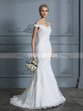 Mermaid Wedding Dresses,Off the Shoulder Bridal Dress,Lace Bridal Dress,WD00295