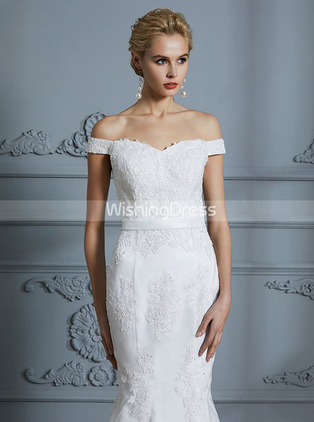 Mermaid Wedding Dresses,Off the Shoulder Bridal Dress,Lace Bridal Dress,WD00295