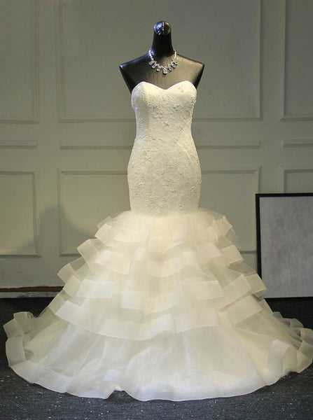 Mermaid Wedding Dresses,Strapless Ruffles Bridal Dress,WD00381
