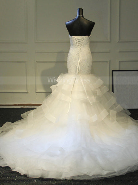 Mermaid Wedding Dresses,Strapless Ruffles Bridal Dress,WD00381