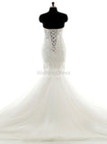 Mermaid Wedding Dresses,Strapless Wedding Dress,Lace Tulle Bridal Dress,Corset Wedding Gown,WD00033
