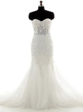 Mermaid Wedding Dresses,Strapless Wedding Dress,Lace Tulle Bridal Dress,Corset Wedding Gown,WD00033