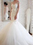 Mermaid Wedding Dresses,Tulle Wedding Gown,White Bridal Dress,Romantic Wedding Dress,WD00191