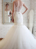 Mermaid Wedding Dresses,Tulle Wedding Gown,White Bridal Dress,Romantic Wedding Dress,WD00191