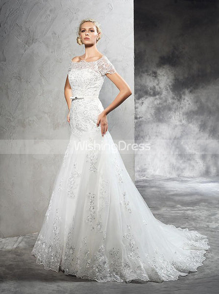 Mermaid Wedding Dresses,Wedding Dress with Sleeves,Lace Bridal Dress,WD00289