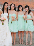 Mint Bridesmaid Dress,Short Chiffon Bridesmaid Dress,Sweetheart Bridesmaid Dress,BD00141