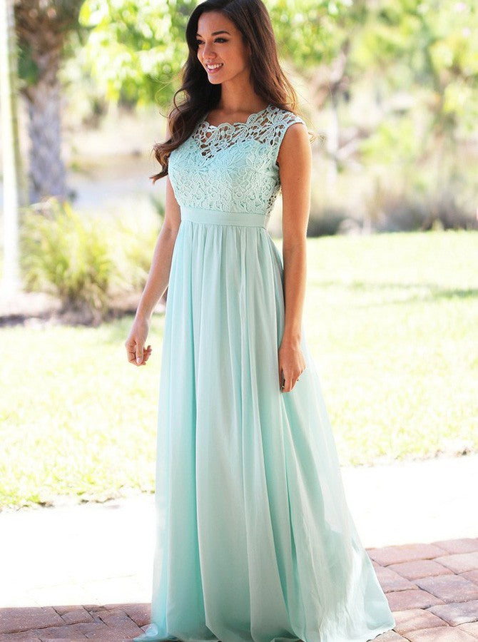 Mint Green Bridesmaid Dress,Long Elegant Bridesmaid Dress,Chiffon Brid