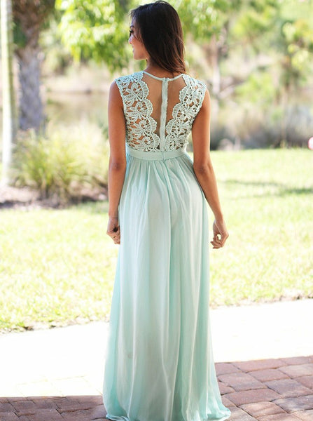 Mint Green Bridesmaid Dress,Long Elegant Bridesmaid Dress,Chiffon Bridesmaid Dress,BD00133