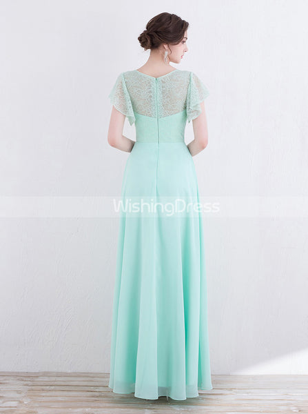 Mint Green Bridesmaid Dresses,Long Prom Dress with Sleeves,Elegant Bridesmaid Dress,PD00337