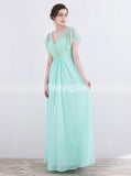 Mint Green Bridesmaid Dresses,Long Prom Dress with Sleeves,Elegant Bridesmaid Dress,PD00337