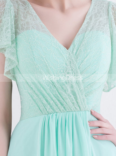 Mint Green Bridesmaid Dresses,Long Prom Dress with Sleeves,Elegant Bridesmaid Dress,PD00337