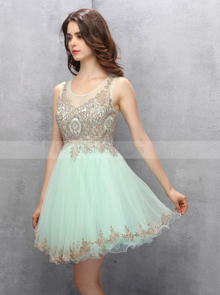 Mint Homecoming Dresses,Short Homecoming Dress,Freshman Homecoming Dress,HC00066