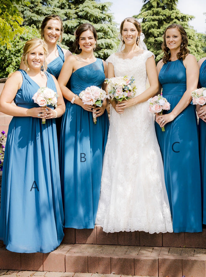 Mismatched Bridesmaid Dress,Chiffon Bridesmaid Dress,Long Bridesmaid D