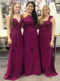 Mismatched Bridesmaid Dress,Fuchsia Bridesmaid Dress,Long Chiffon Bridesmaid Dress,BD00070