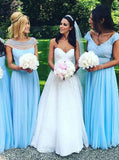 Mismatched Bridesmaid Dress,Light Blue Bridesmaid Dress,Chiffon Long Bridesmaid Dress,BD00108