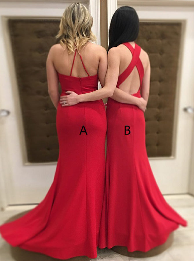 Mismatched Bridesmaid Dress,Red Bridesmaid Dress,Long Bridesmaid Dress