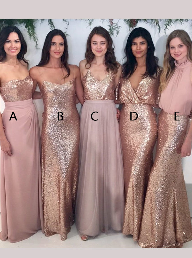 Mismatched Bridesmaid Dress,Sequined Bridesmaid Dress,Long Bridesmaid