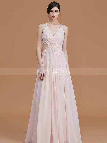 Modest Bridesmaid Dresses,Chiffon Bridesmaid Dress,Long Bridesmaid Dress with Straps,BD00253