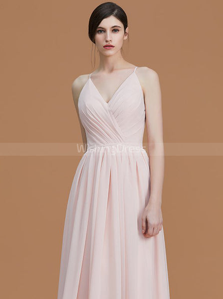 Modest Bridesmaid Dresses,Chiffon Bridesmaid Dress,Long Bridesmaid Dress with Straps,BD00253