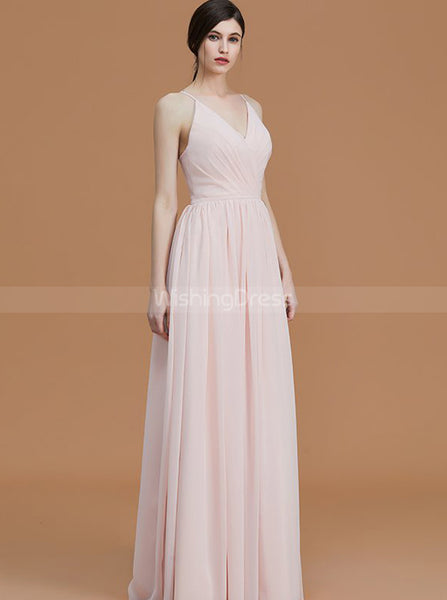 Modest Bridesmaid Dresses,Chiffon Bridesmaid Dress,Long Bridesmaid Dress with Straps,BD00253