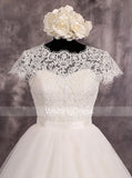 Modest Wedding Dress with Short Sleeves,Simple Wedding Gown,WD00528