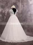 Modest Wedding Dress with Short Sleeves,Simple Wedding Gown,WD00528