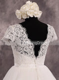 Modest Wedding Dress with Short Sleeves,Simple Wedding Gown,WD00528