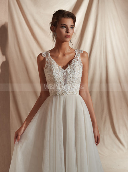 Modest Wedding Dresses,Illusion Wedding Dress,WD00361