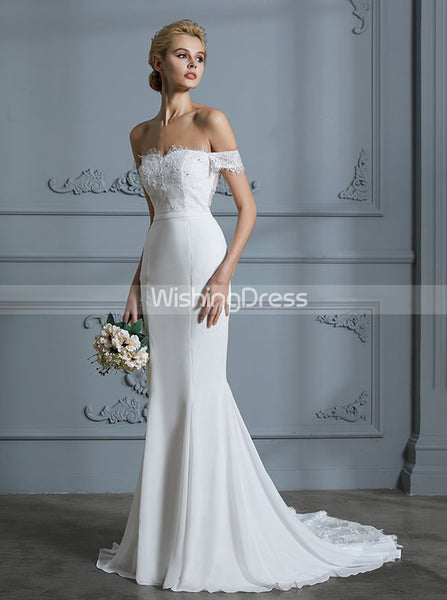 Modest Wedding Dresses,Mermaid Wedding Dress,Off the Shoulder Wedding Dress,WD00300