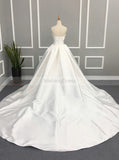 Modest Wedding Dresses,Satin Wedding Dress,Strapless Wedding Dress,Ivory Bridal Gown,WD00157